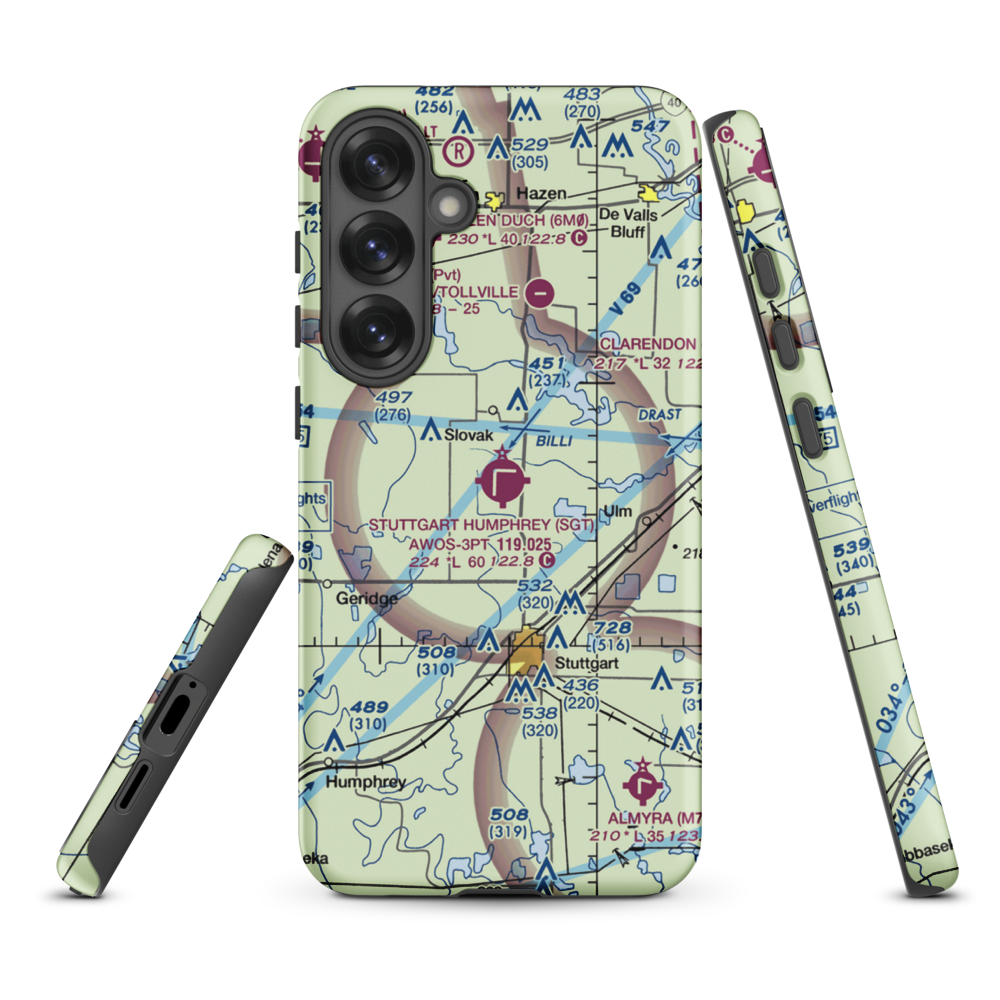 Stuttgart Municipal Airport / Carl Humphrey Field (SGT) VFR Sectional Samsung Phone Case Samsung Galaxy S25 Plus model shown