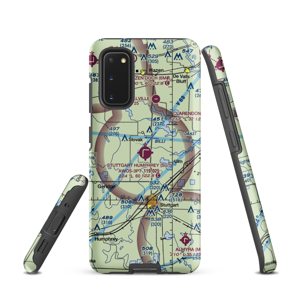 Stuttgart Municipal Airport / Carl Humphrey Field (SGT) VFR Sectional Samsung Phone Case Samsung Galaxy S20 model shown