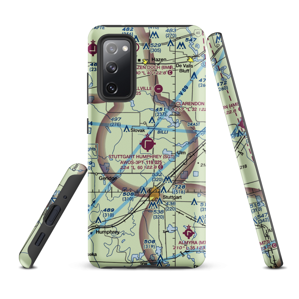 Stuttgart Municipal Airport / Carl Humphrey Field (SGT) VFR Sectional Samsung Phone Case Samsung Galaxy S20 FE model shown