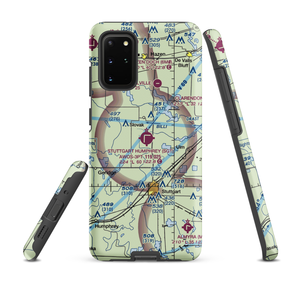 Stuttgart Municipal Airport / Carl Humphrey Field (SGT) VFR Sectional Samsung Phone Case Samsung Galaxy S20 Plus model shown