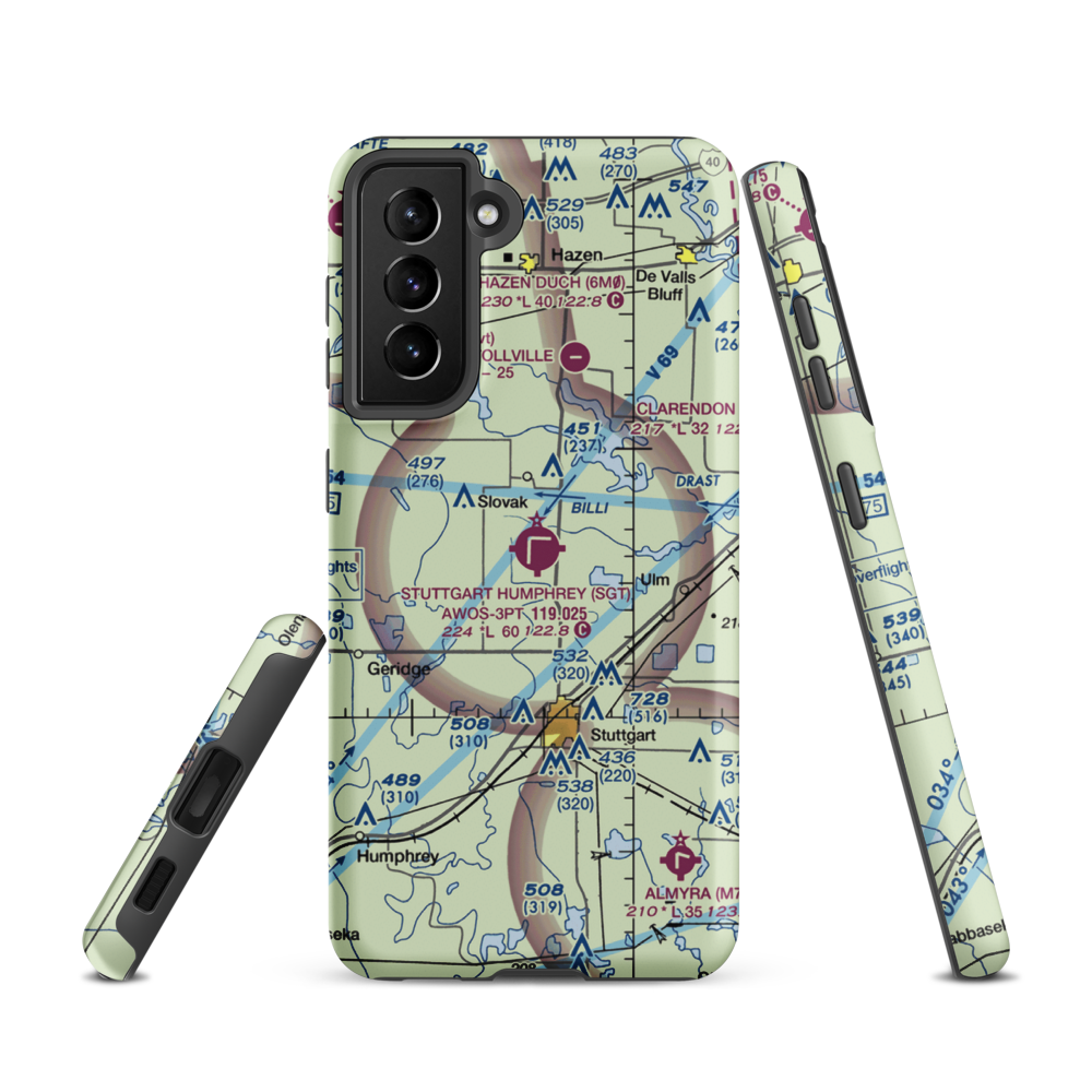 Stuttgart Municipal Airport / Carl Humphrey Field (SGT) VFR Sectional Samsung Phone Case Samsung Galaxy S21 model shown
