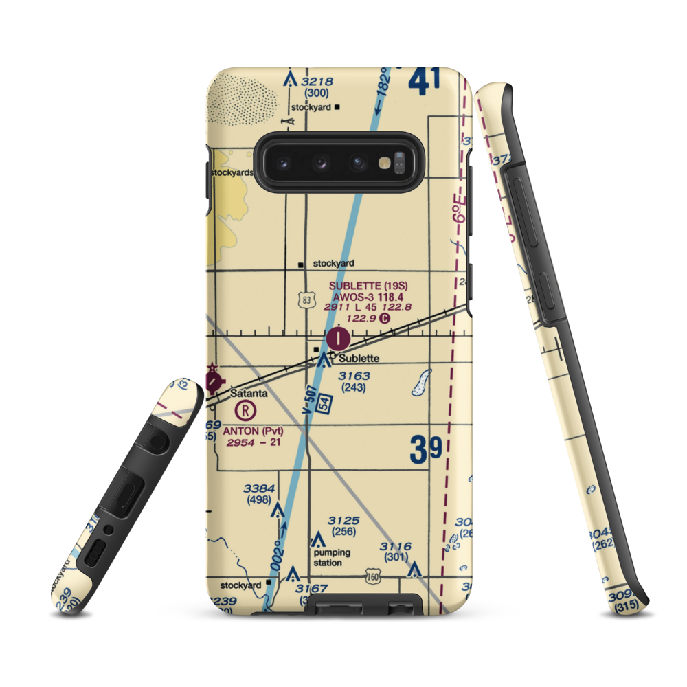 Sublette Municipal Airport (19S) VFR Sectional Samsung Phone Case Samsung Galaxy S10 Plus model shown