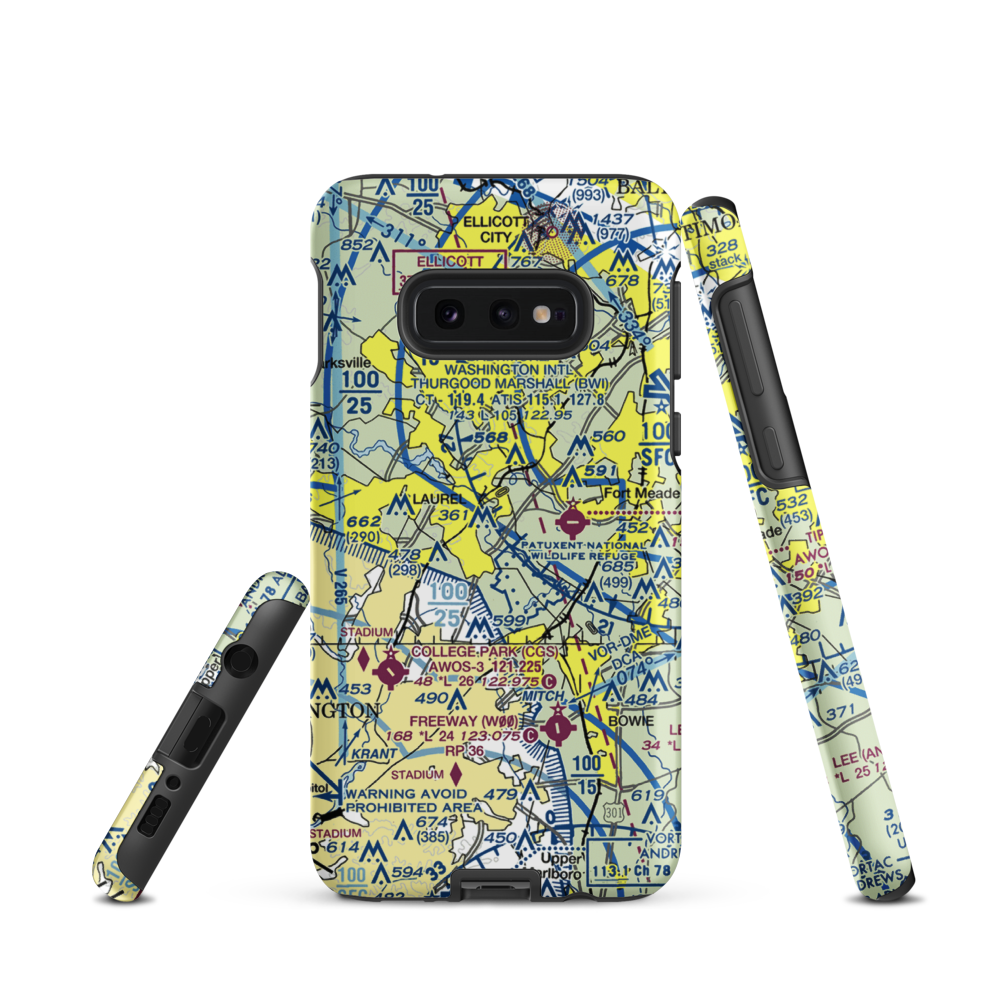 Suburban Airport (W18) VFR Sectional Samsung Phone Case Samsung Galaxy S10e model shown