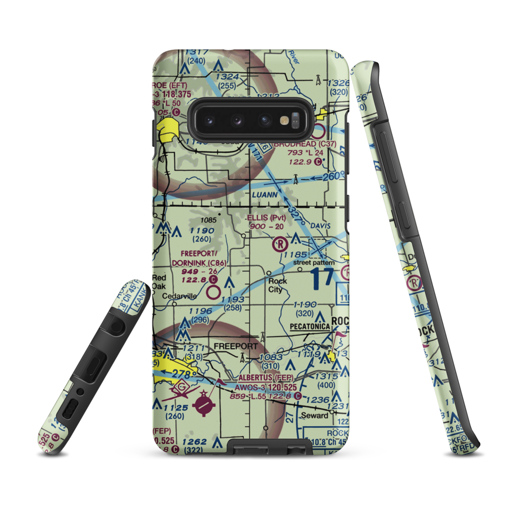 Sue Rock International Airport (IS93) VFR Sectional Samsung Phone Case Samsung Galaxy S10 Plus model shown