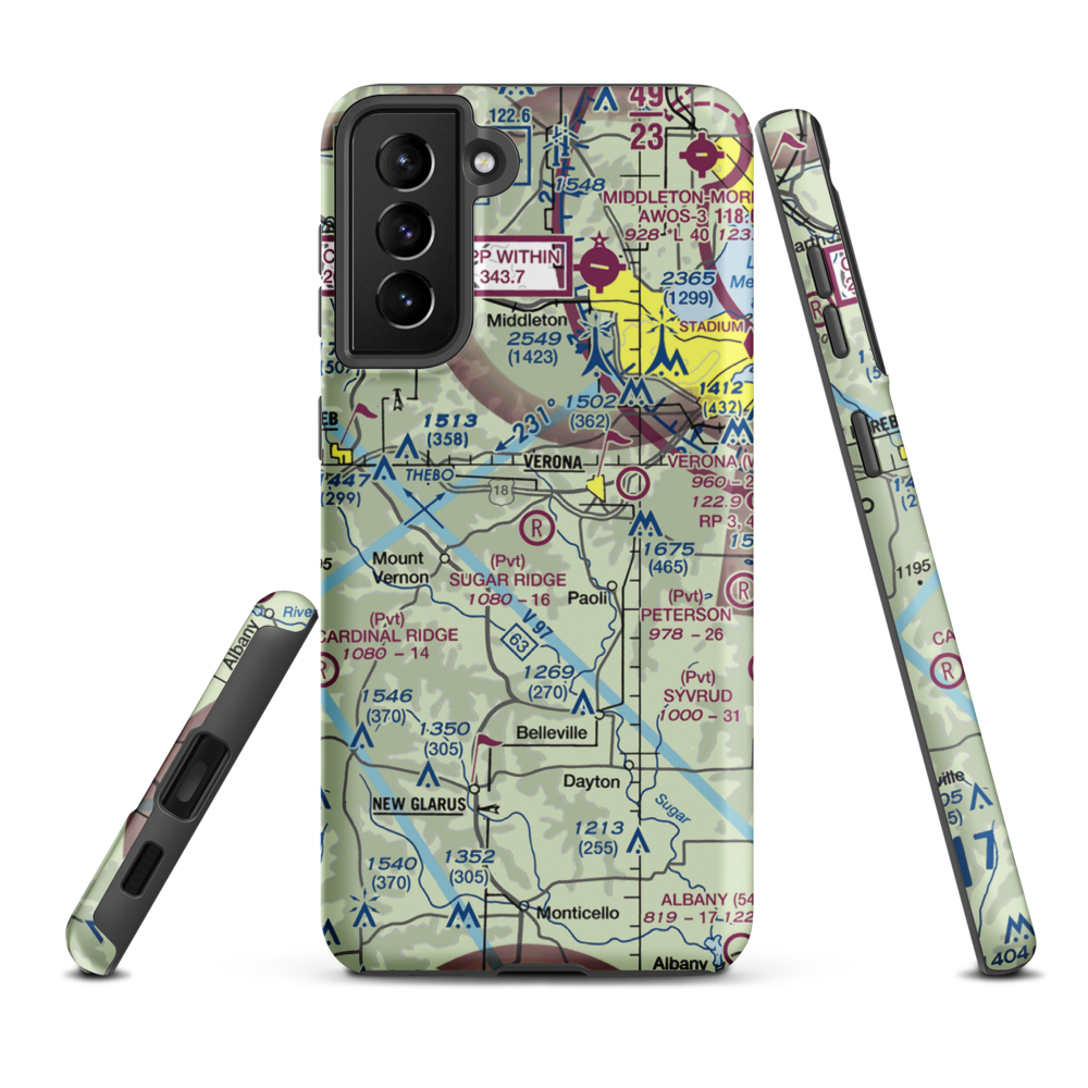 Sugar Ridge Airport (WS62) VFR Sectional Samsung Phone Case Samsung Galaxy S21 FE model shown