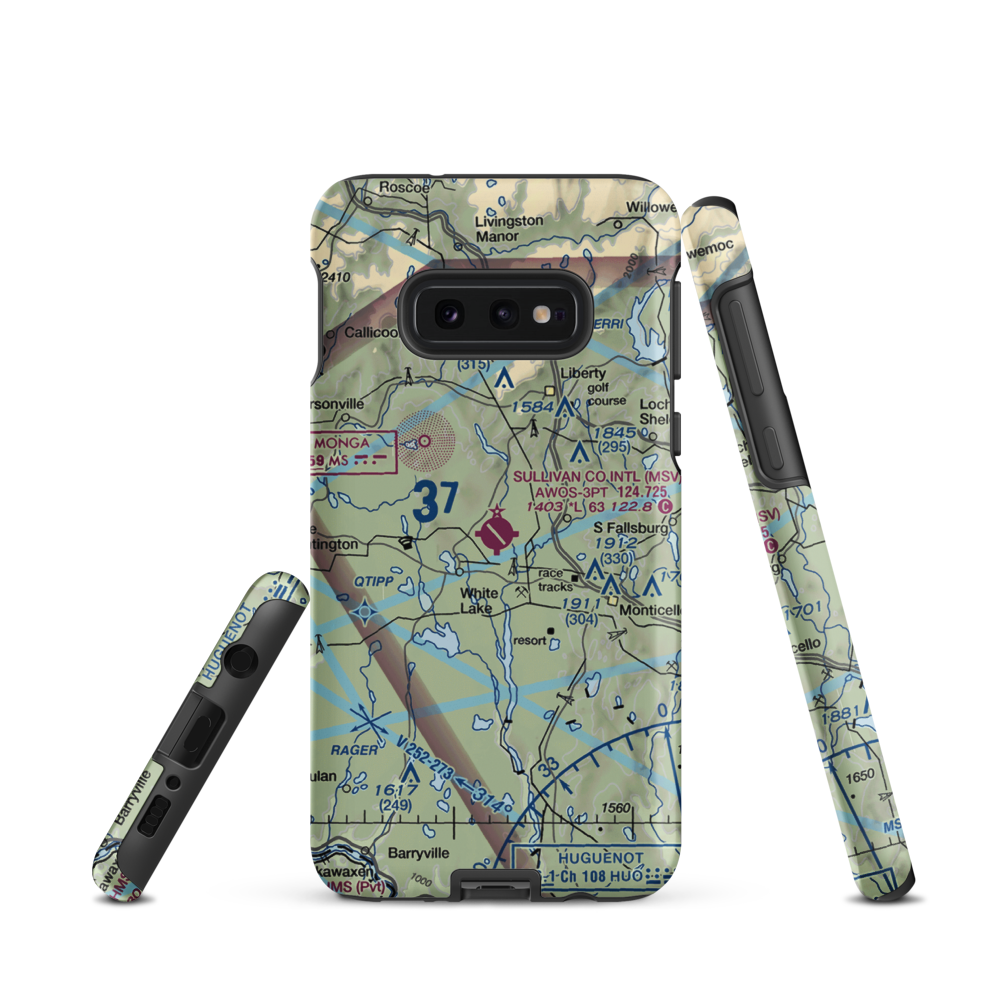 Sullivan County International Airport (MSV) VFR Sectional Samsung Phone Case Samsung Galaxy S10e model shown