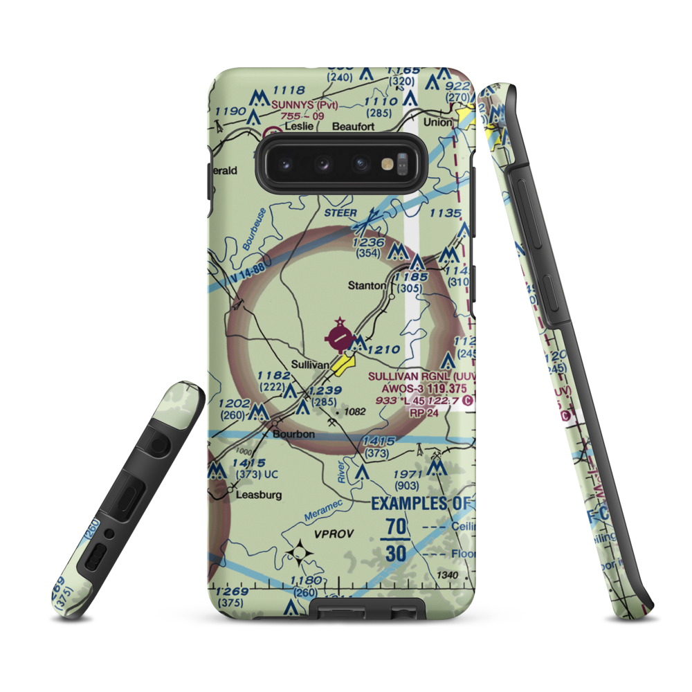 Sullivan Regional Airport (UUV) VFR Sectional Samsung Phone Case Samsung Galaxy S10e model shown