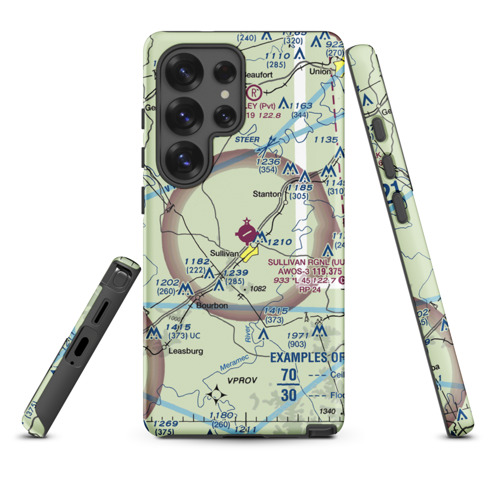 Sullivan Regional Airport (UUV) VFR Sectional Samsung Phone Case Samsung Galaxy S25 Ultra model shown