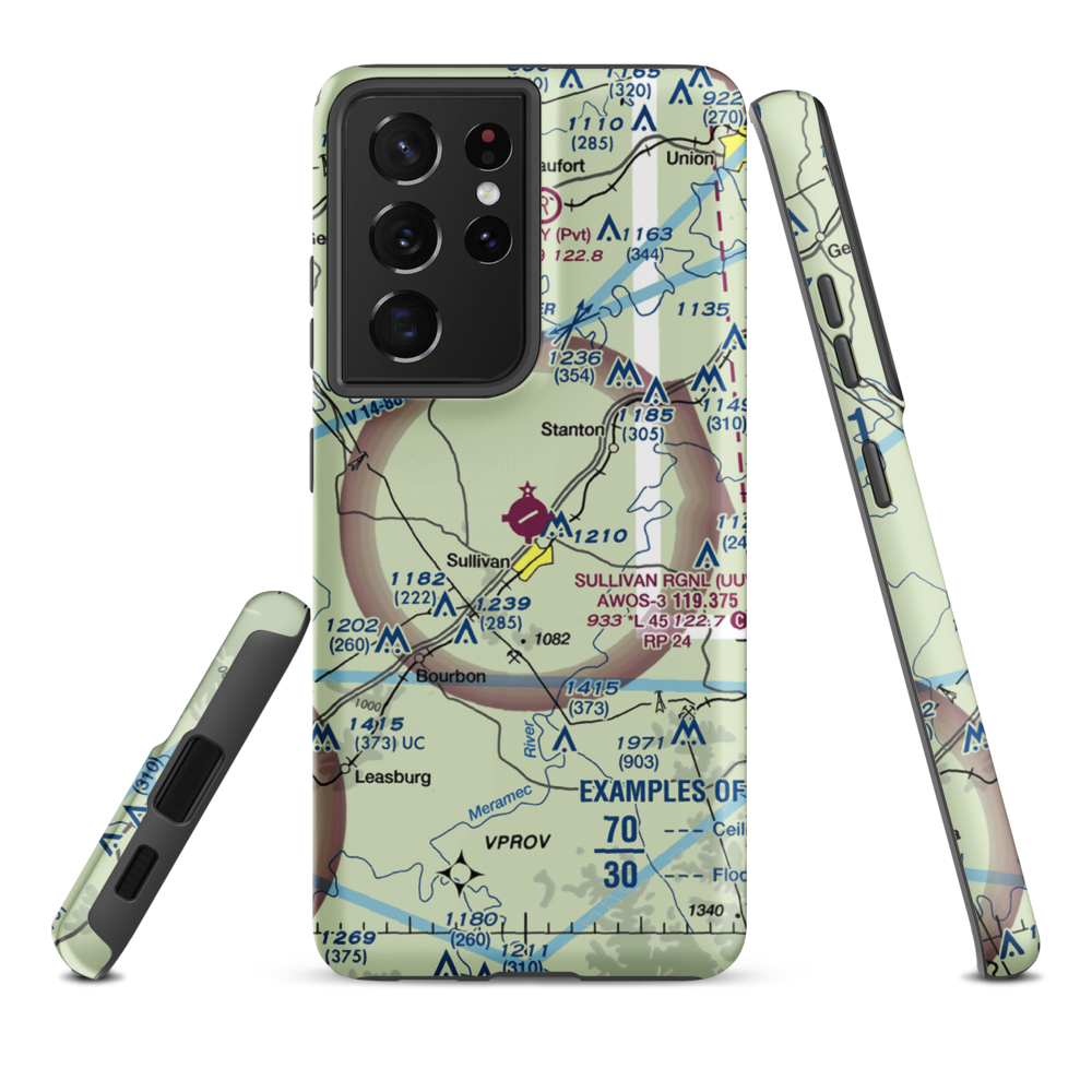Sullivan Regional Airport (UUV) VFR Sectional Samsung Phone Case Samsung Galaxy S21 Plus model shown