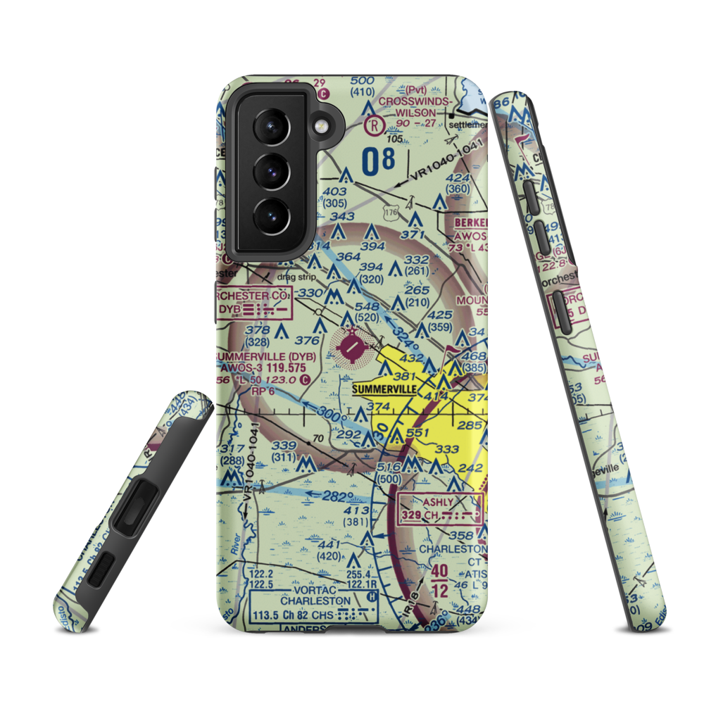 Summerville Airport (DYB) VFR Sectional Samsung Phone Case Samsung Galaxy S21 FE model shown