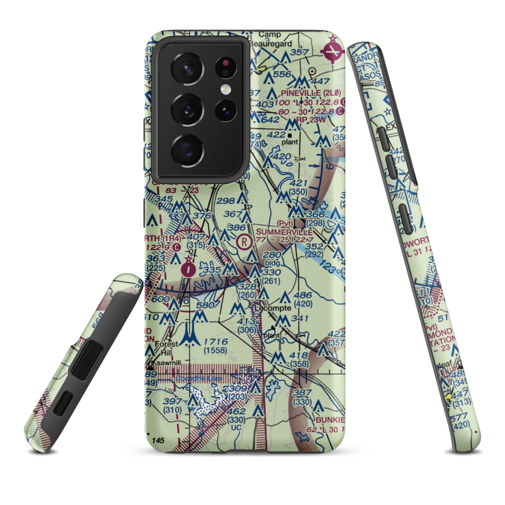 Summerville Airstrip (LA35) VFR Sectional Samsung Phone Case Samsung Galaxy S21 Plus model shown