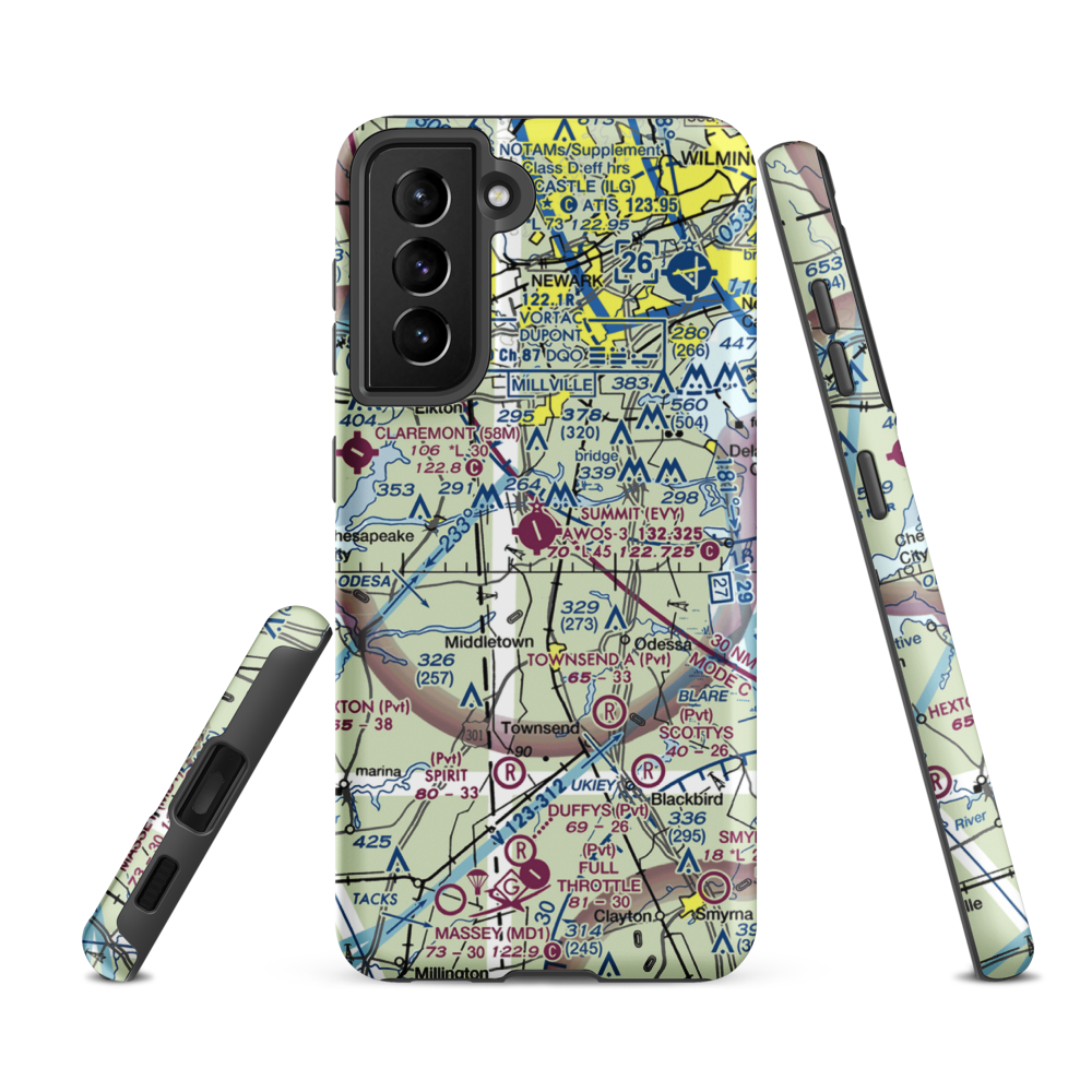 Summit Airport (EVY) VFR Sectional Samsung Phone Case Samsung Galaxy S21 FE model shown