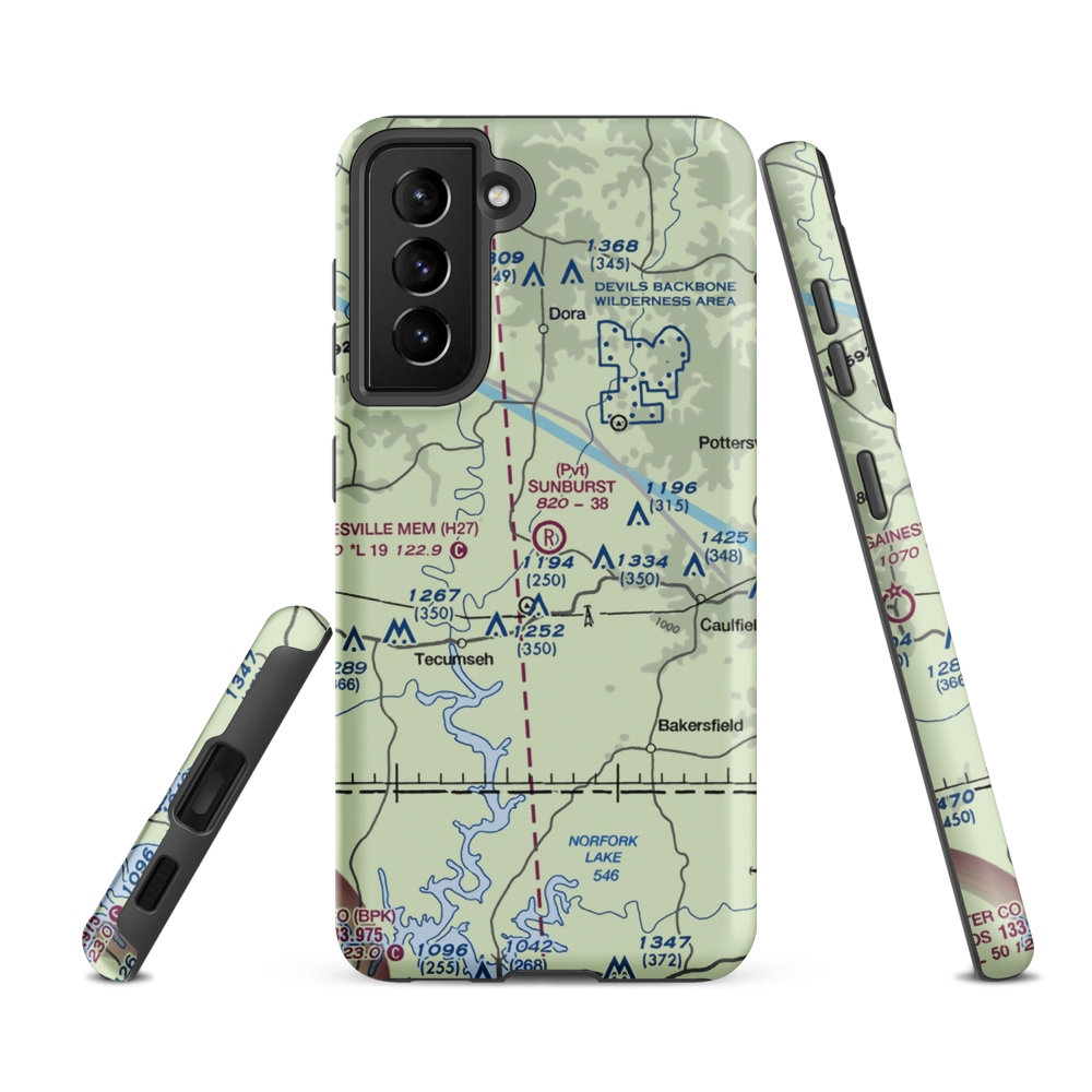 Sunburst Ranch Airport (MU48) VFR Sectional Samsung Phone Case Samsung Galaxy S21 FE model shown