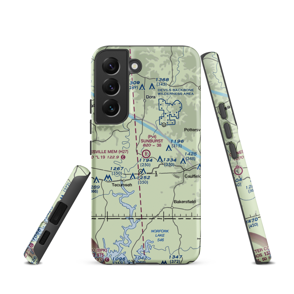 Sunburst Ranch Airport (MU48) VFR Sectional Samsung Phone Case Samsung Galaxy S22 model shown
