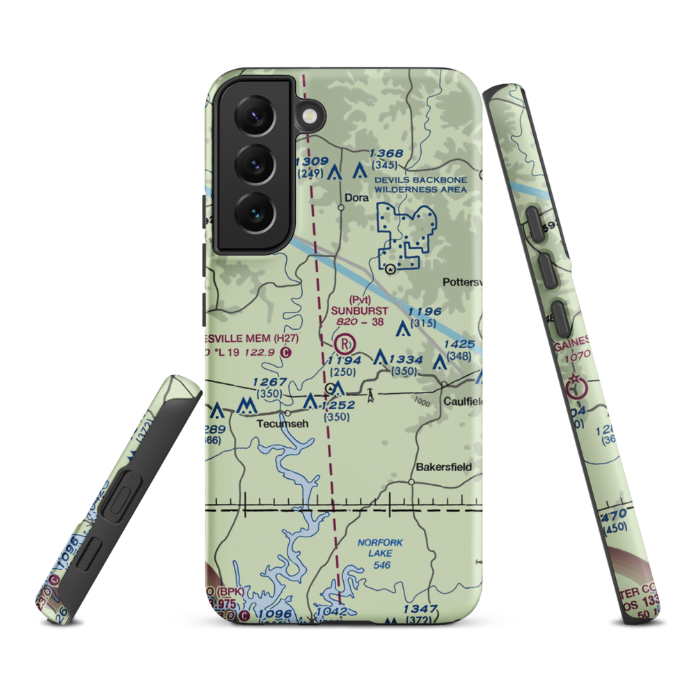 Sunburst Ranch Airport (MU48) VFR Sectional Samsung Phone Case Samsung Galaxy S22 Plus model shown