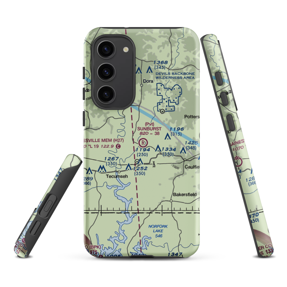 Sunburst Ranch Airport (MU48) VFR Sectional Samsung Phone Case Samsung Galaxy S23 Plus model shown