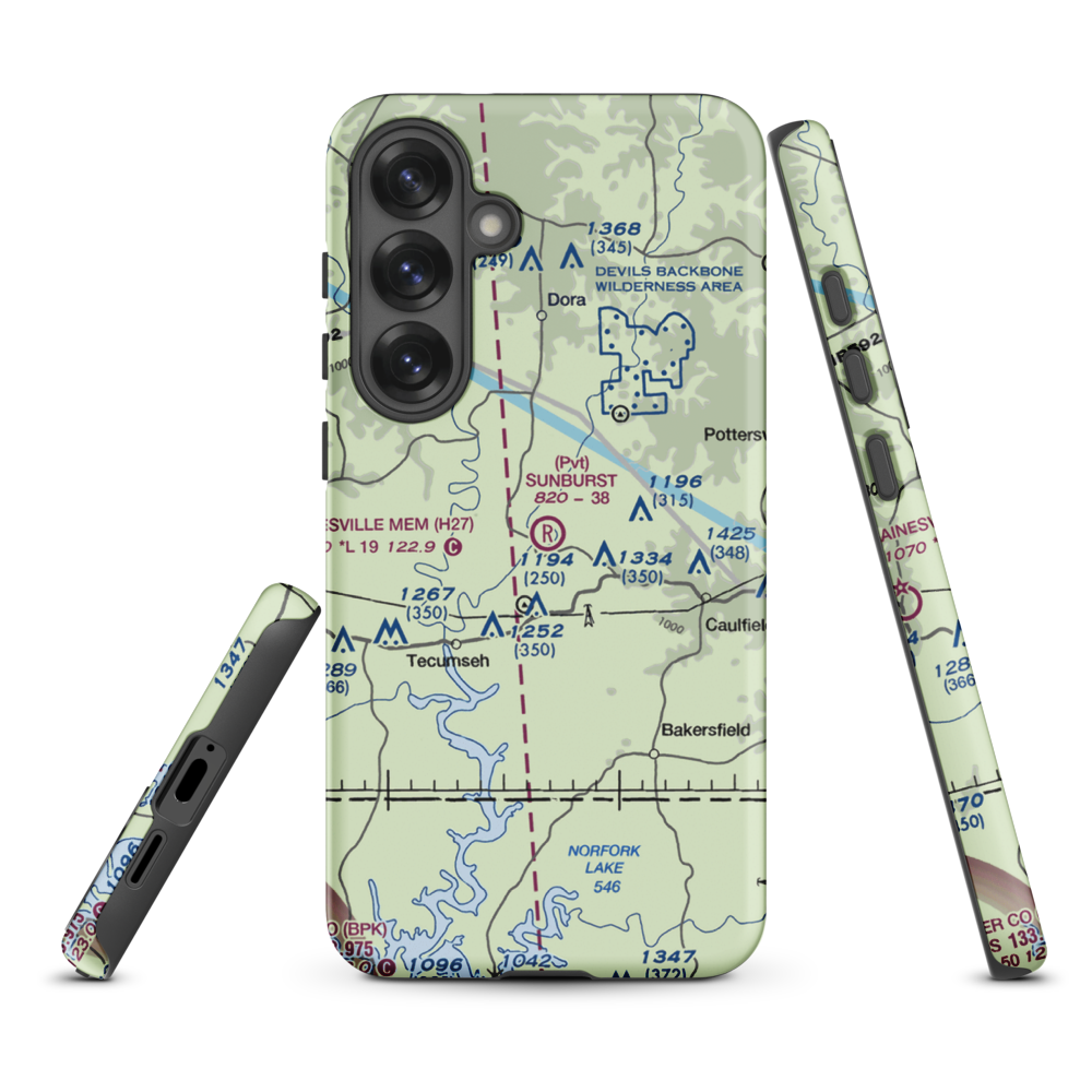 Sunburst Ranch Airport (MU48) VFR Sectional Samsung Phone Case Samsung Galaxy S25 Plus model shown