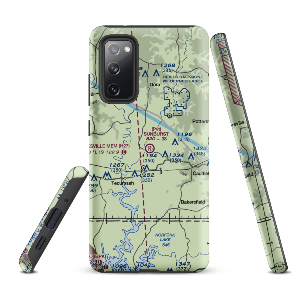 Sunburst Ranch Airport (MU48) VFR Sectional Samsung Phone Case Samsung Galaxy S20 FE model shown