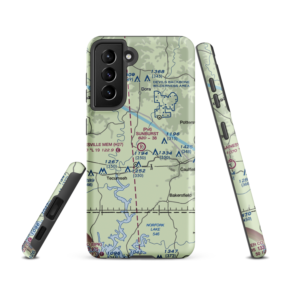Sunburst Ranch Airport (MU48) VFR Sectional Samsung Phone Case Samsung Galaxy S21 model shown