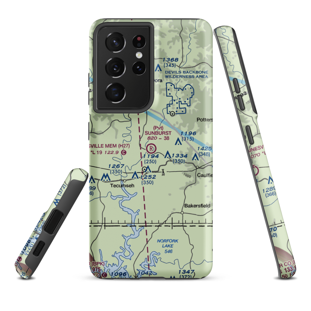 Sunburst Ranch Airport (MU48) VFR Sectional Samsung Phone Case Samsung Galaxy S21 Ultra model shown