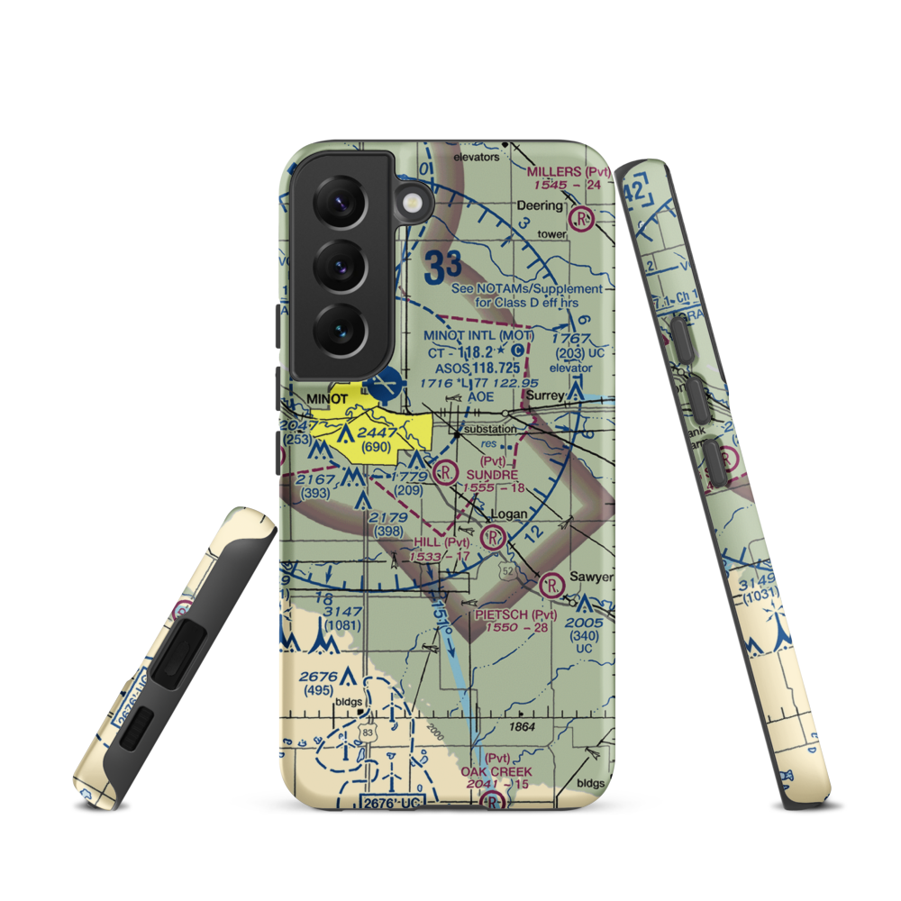 Sundre Airport (ND36) VFR Sectional Samsung Phone Case Samsung Galaxy S22 model shown