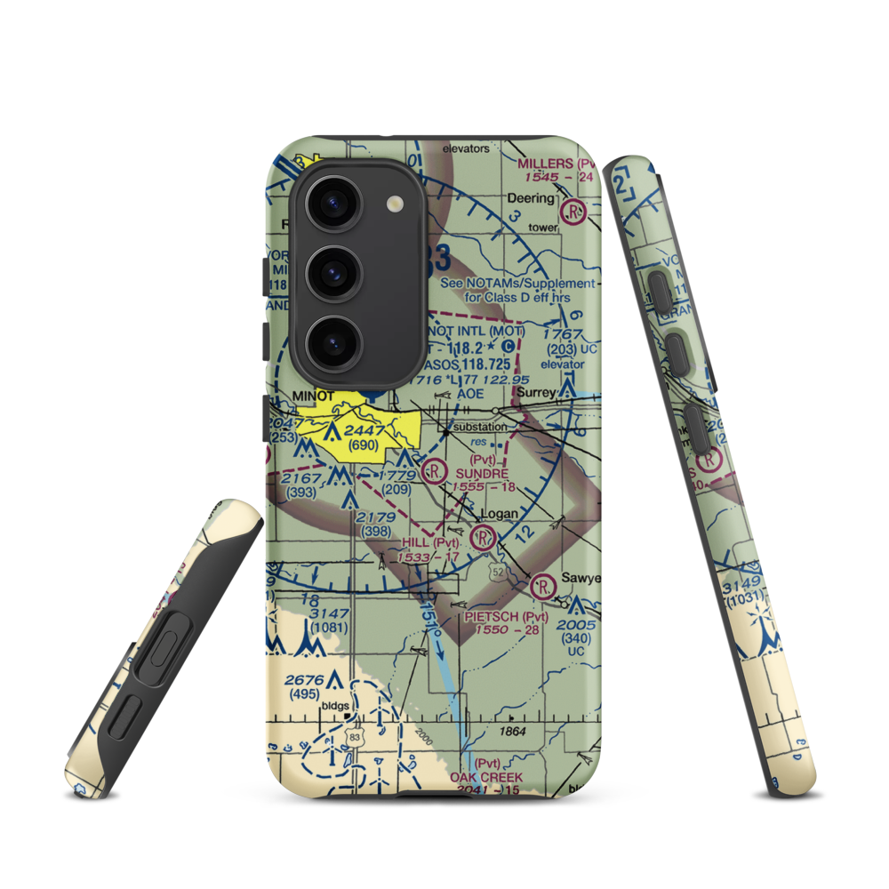 Sundre Airport (ND36) VFR Sectional Samsung Phone Case Samsung Galaxy S23 model shown