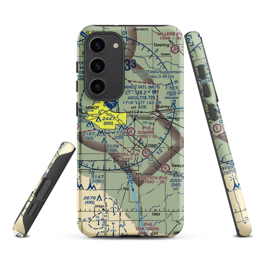 Sundre Airport (ND36) VFR Sectional Samsung Phone Case Samsung Galaxy S23 Plus model shown