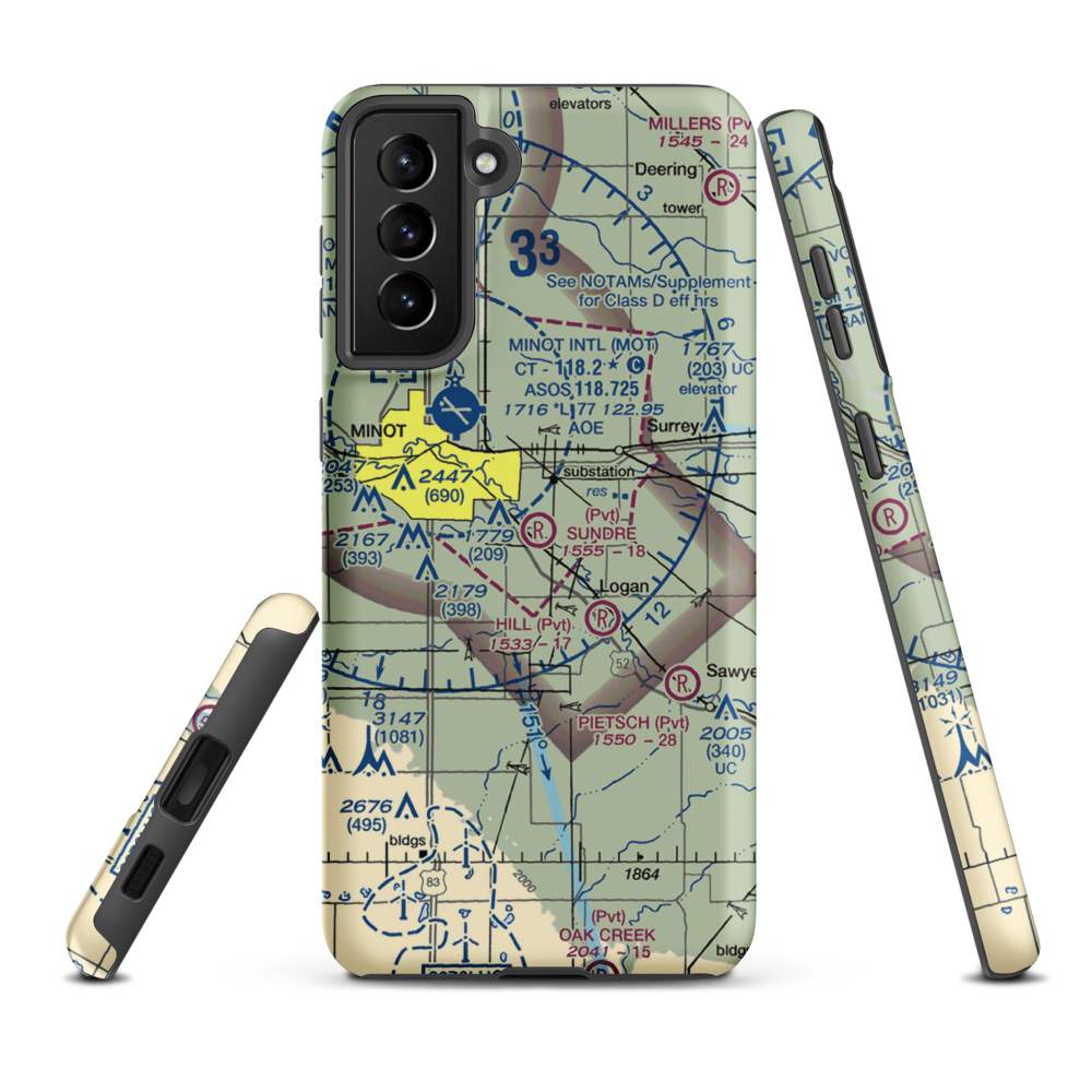 Sundre Airport (ND36) VFR Sectional Samsung Phone Case Samsung Galaxy S21 Plus model shown