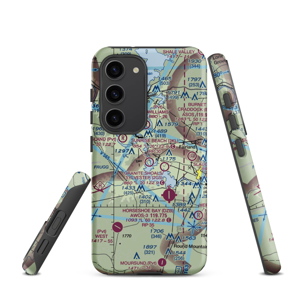 Sunrise Beach Airport (2KL) VFR Sectional Samsung Phone Case Samsung Galaxy S23 model shown