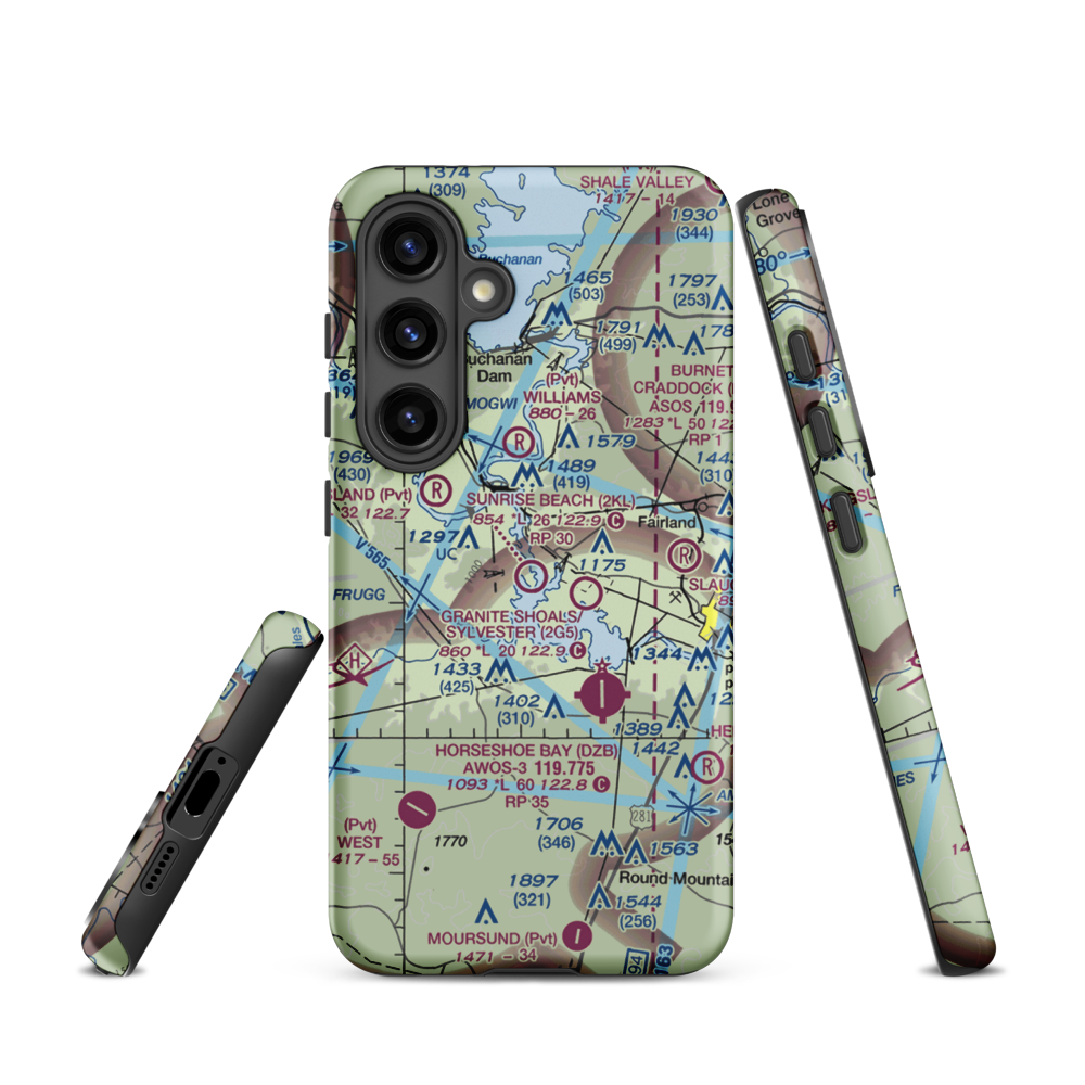 Sunrise Beach Airport (2KL) VFR Sectional Samsung Phone Case Samsung Galaxy S24 model shown