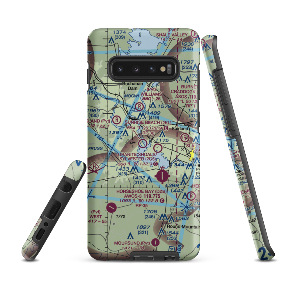 Sunrise Beach Airport (2KL) VFR Sectional Samsung Phone Case Samsung Galaxy S10 Plus model shown
