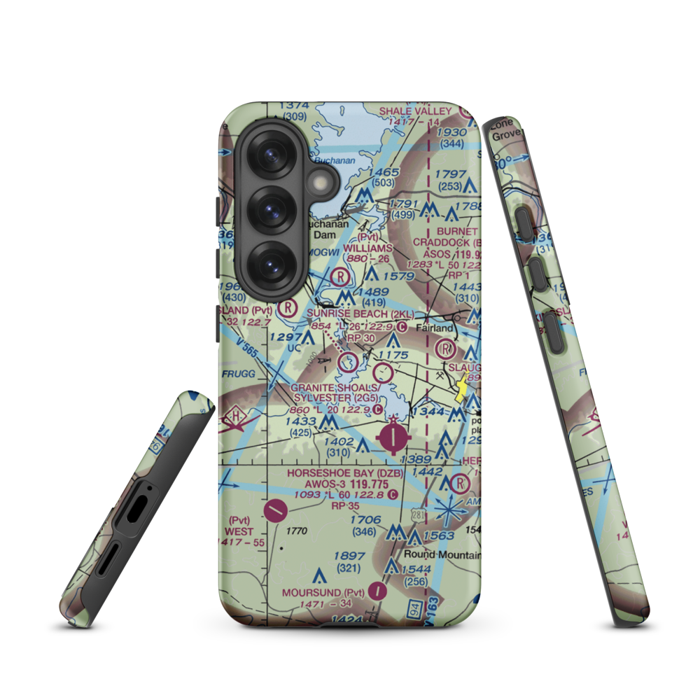 Sunrise Beach Airport (2KL) VFR Sectional Samsung Phone Case Samsung Galaxy S25 model shown