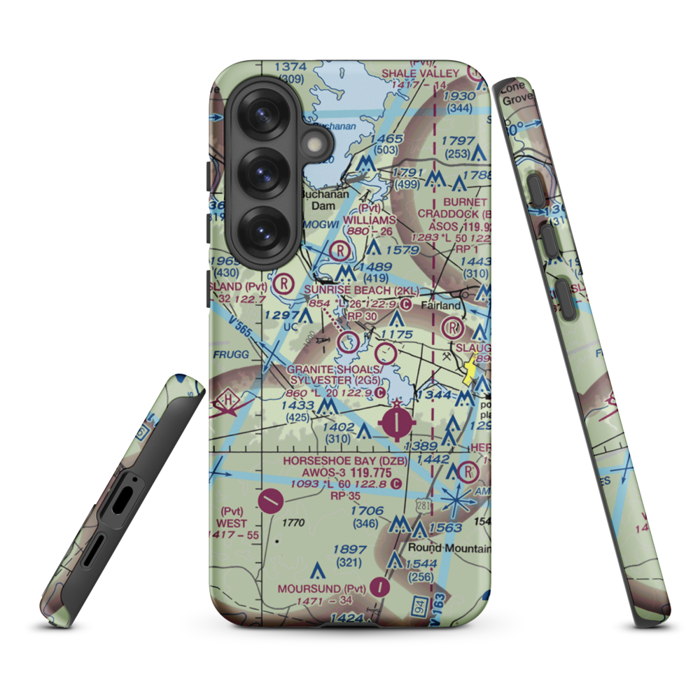 Sunrise Beach Airport (2KL) VFR Sectional Samsung Phone Case Samsung Galaxy S25 Plus model shown