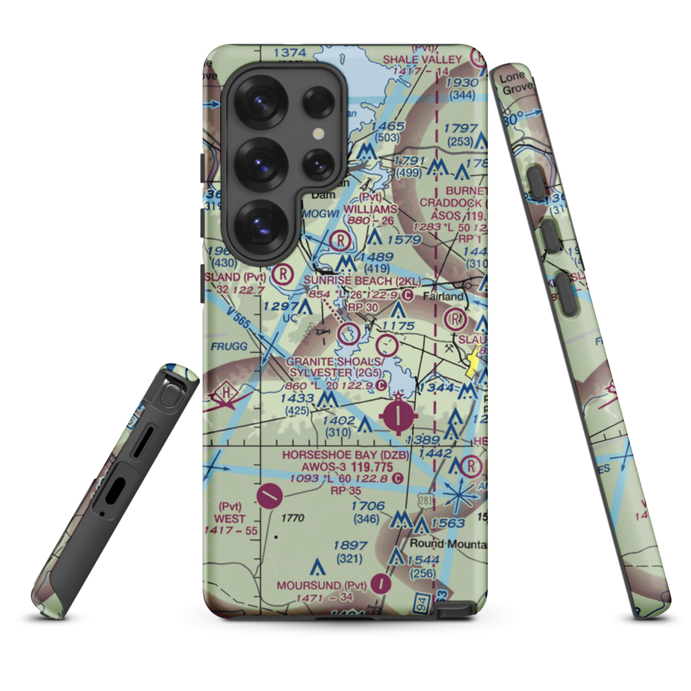 Sunrise Beach Airport (2KL) VFR Sectional Samsung Phone Case Samsung Galaxy S25 Ultra model shown