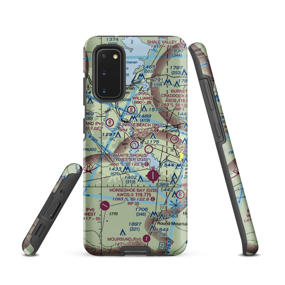 Sunrise Beach Airport (2KL) VFR Sectional Samsung Phone Case Samsung Galaxy S20 model shown