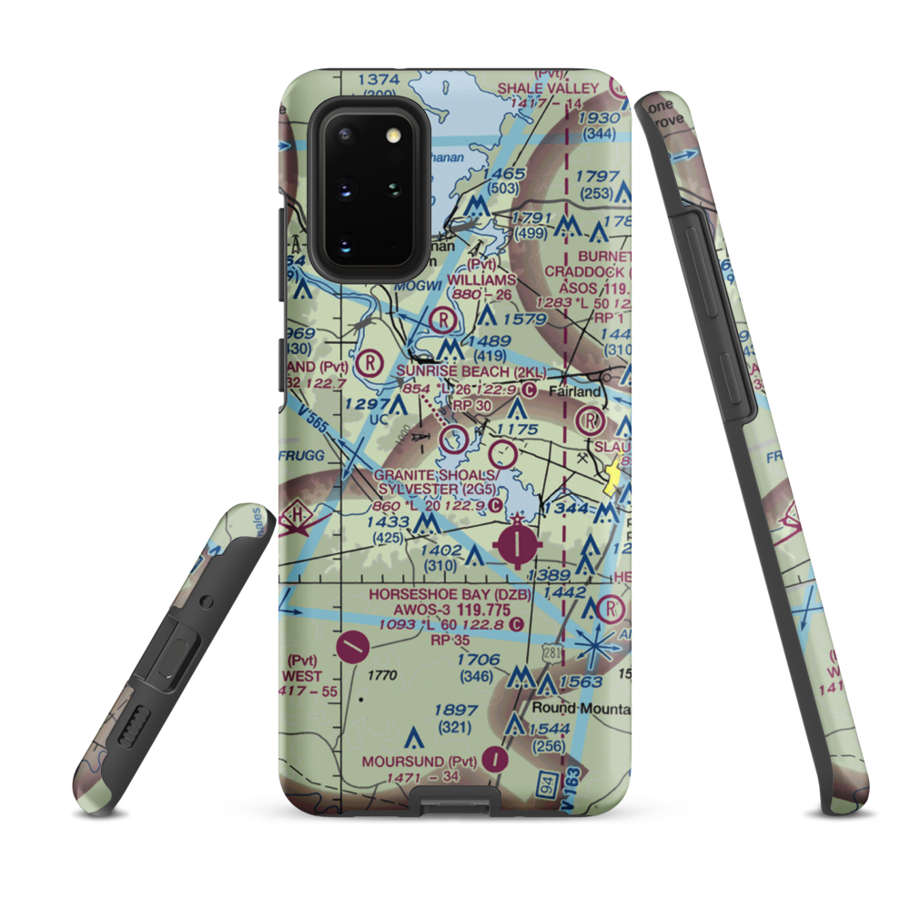 Sunrise Beach Airport (2KL) VFR Sectional Samsung Phone Case Samsung Galaxy S20 Plus model shown