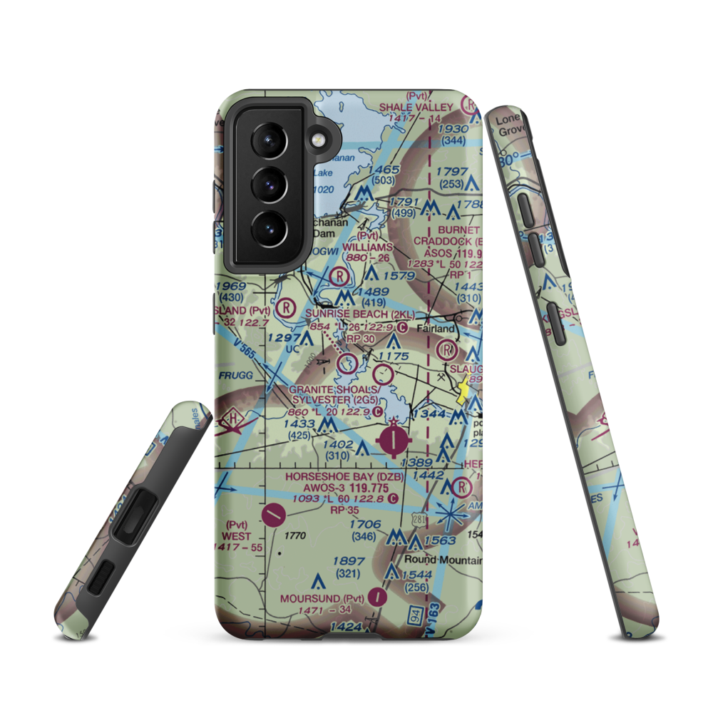Sunrise Beach Airport (2KL) VFR Sectional Samsung Phone Case Samsung Galaxy S21 model shown