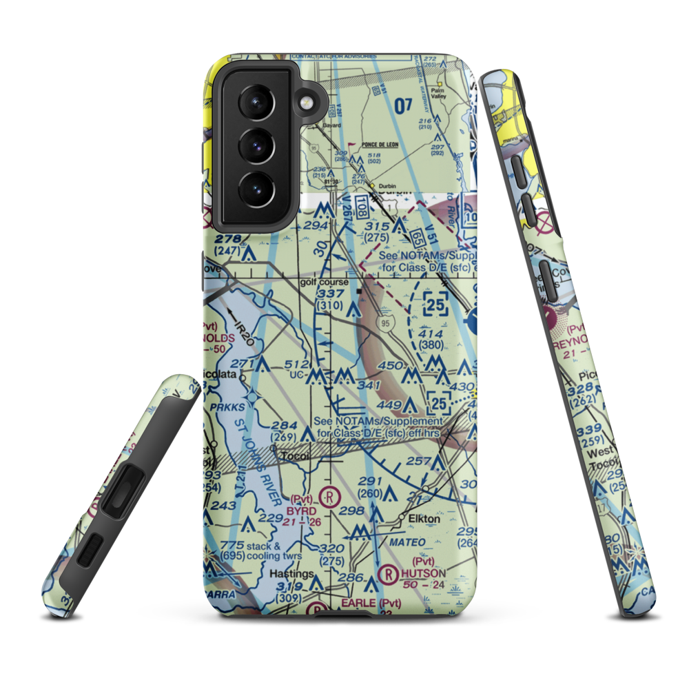 Sunshine Farms Airport (14FD) VFR Sectional Samsung Phone Case Samsung Galaxy S21 Plus model shown