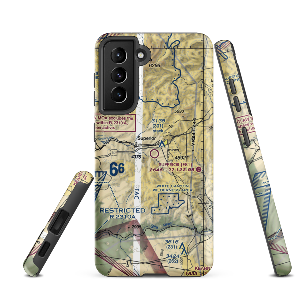 Superior Municipal Airport (E81) VFR Sectional Samsung Phone Case Samsung Galaxy S21 Ultra model shown