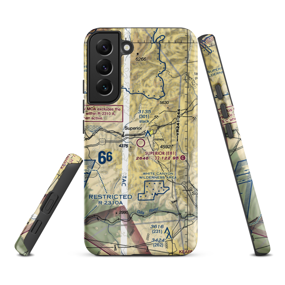 Superior Municipal Airport (E81) VFR Sectional Samsung Phone Case Samsung Galaxy S22 Plus model shown