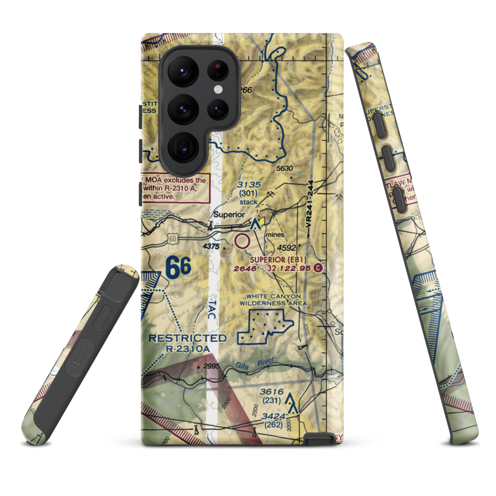Superior Municipal Airport (E81) VFR Sectional Samsung Phone Case Samsung Galaxy S22 Ultra model shown