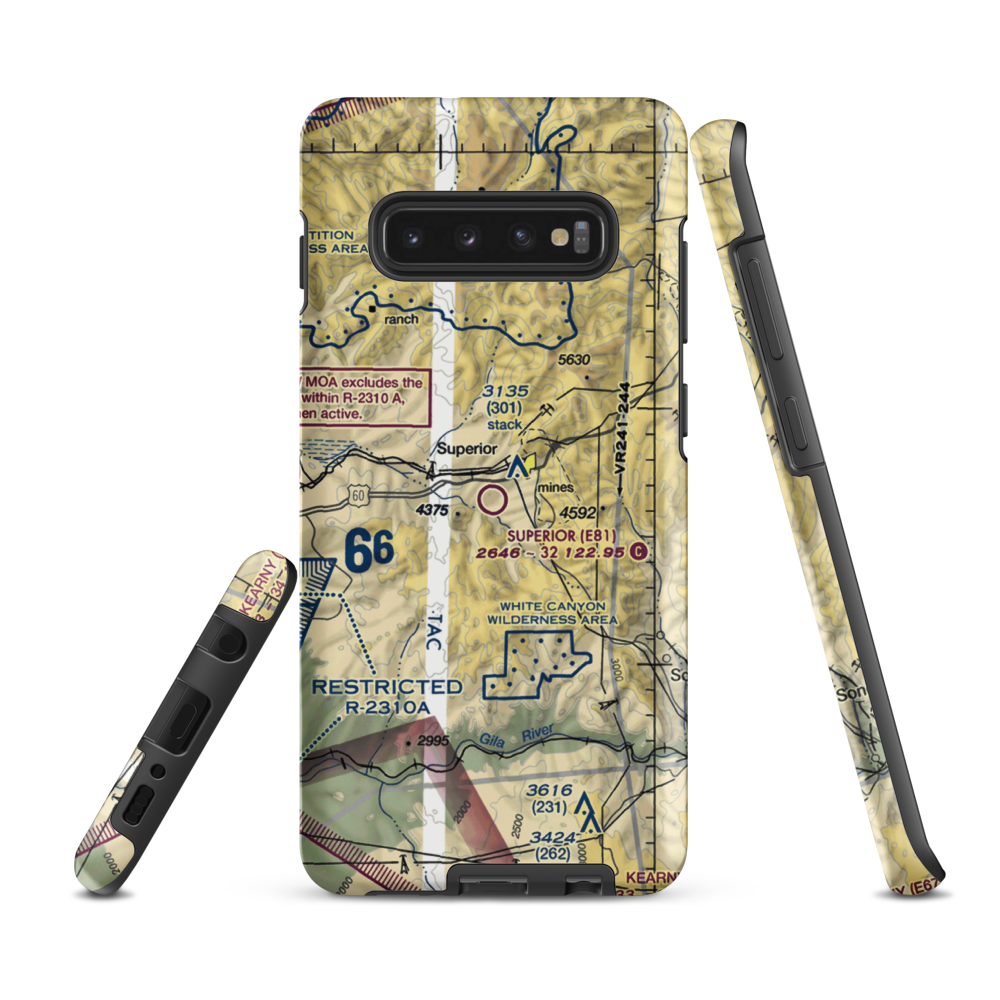 Superior Municipal Airport (E81) VFR Sectional Samsung Phone Case Samsung Galaxy S10 Plus model shown