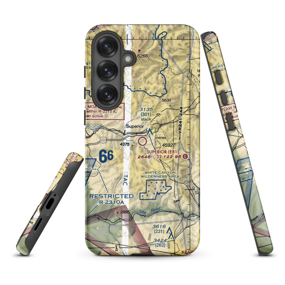Superior Municipal Airport (E81) VFR Sectional Samsung Phone Case Samsung Galaxy S25 Plus model shown