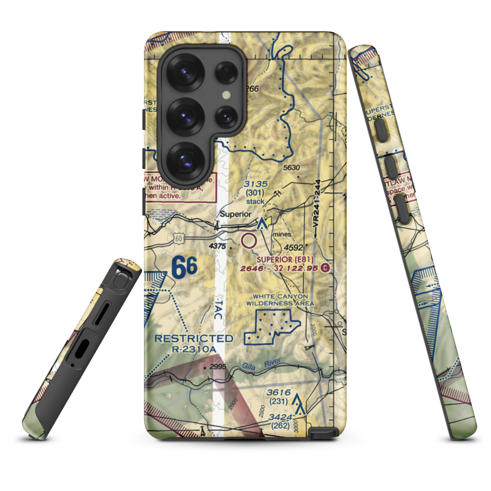Superior Municipal Airport (E81) VFR Sectional Samsung Phone Case Samsung Galaxy S25 Ultra model shown