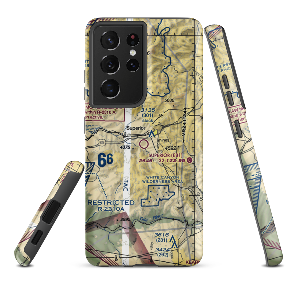 Superior Municipal Airport (E81) VFR Sectional Samsung Phone Case Samsung Galaxy S21 Ultra model shown