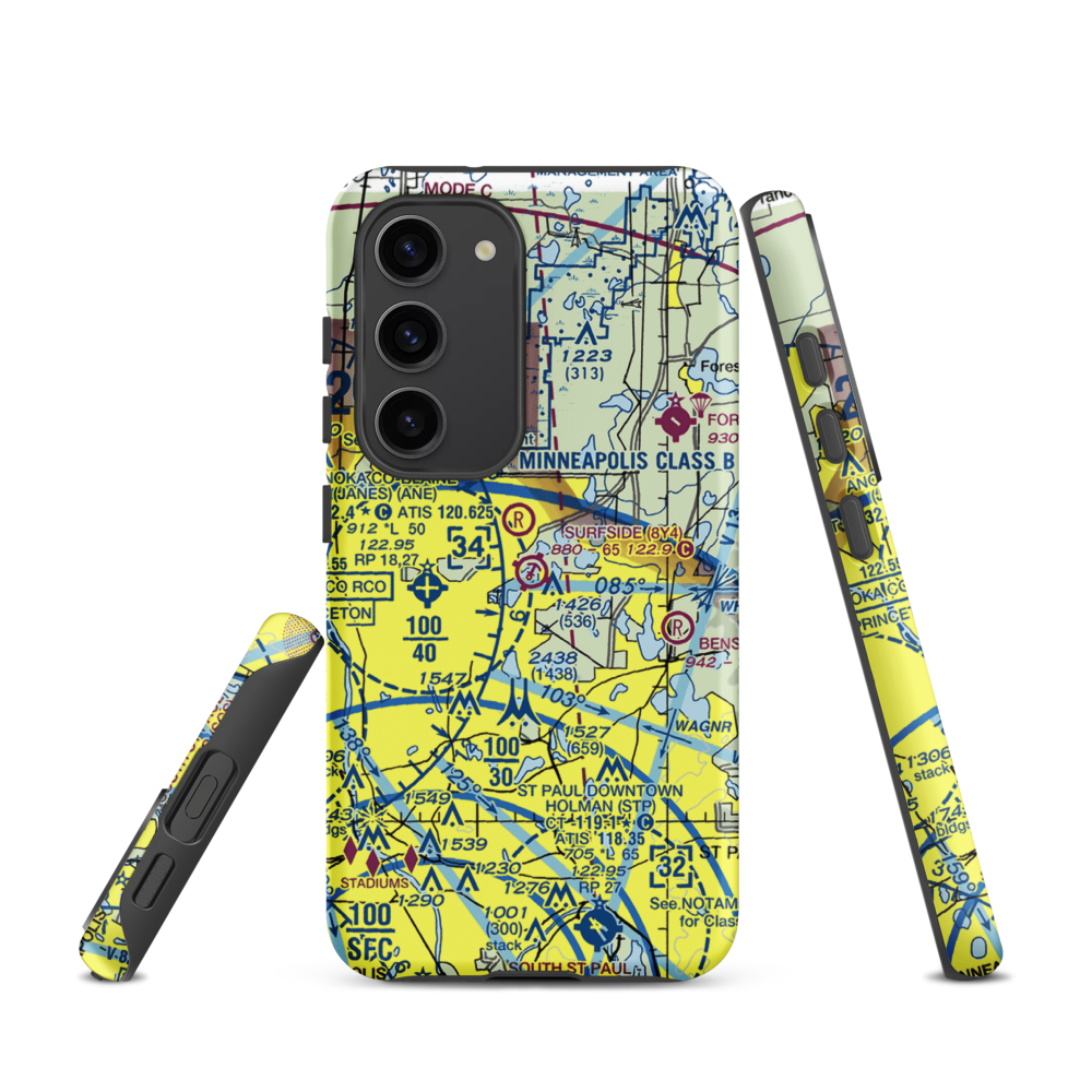 Surfside Airport (MN24) VFR Sectional Samsung Phone Case Samsung Galaxy S23 model shown