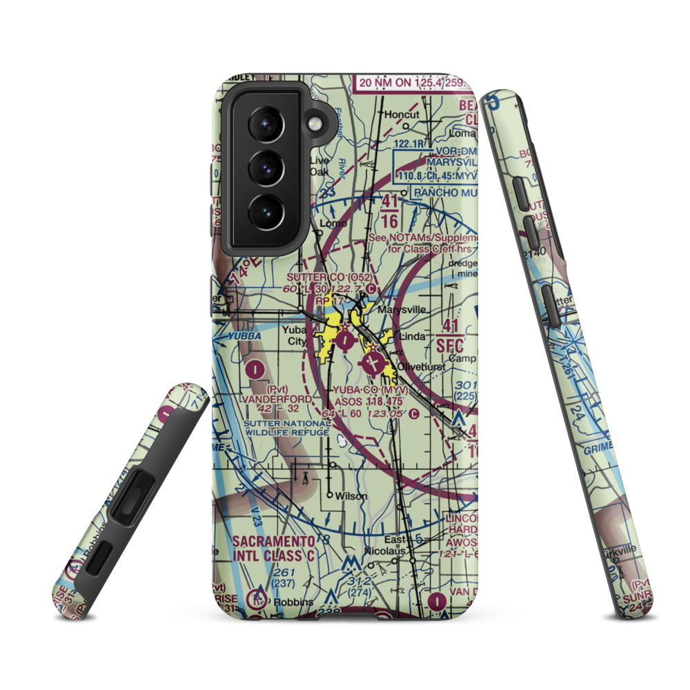 Sutter County Airport (O52) VFR Sectional Samsung Phone Case Samsung Galaxy S21 FE model shown