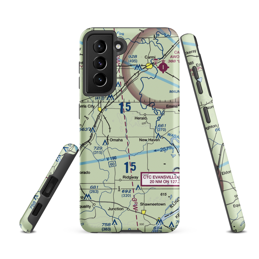 Sutton Airport (2IL5) VFR Sectional Samsung Phone Case Samsung Galaxy S21 FE model shown