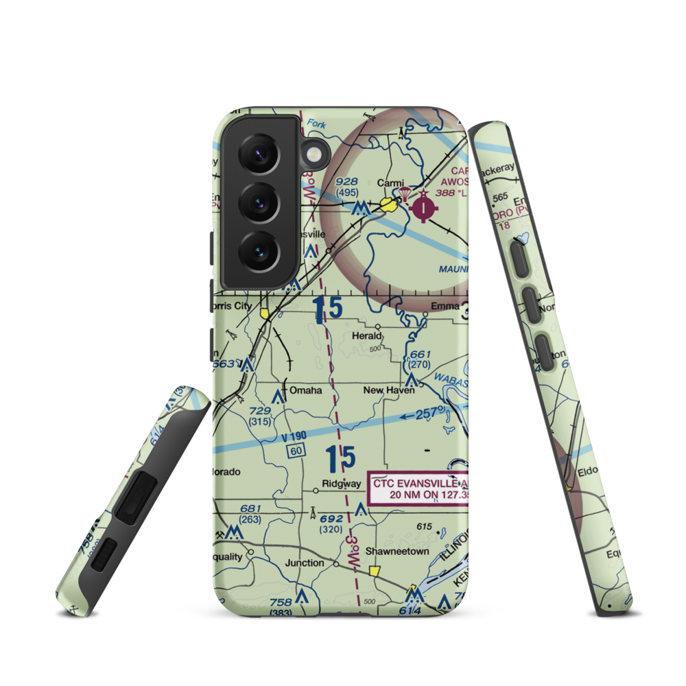Sutton Airport (2IL5) VFR Sectional Samsung Phone Case Samsung Galaxy S22 model shown