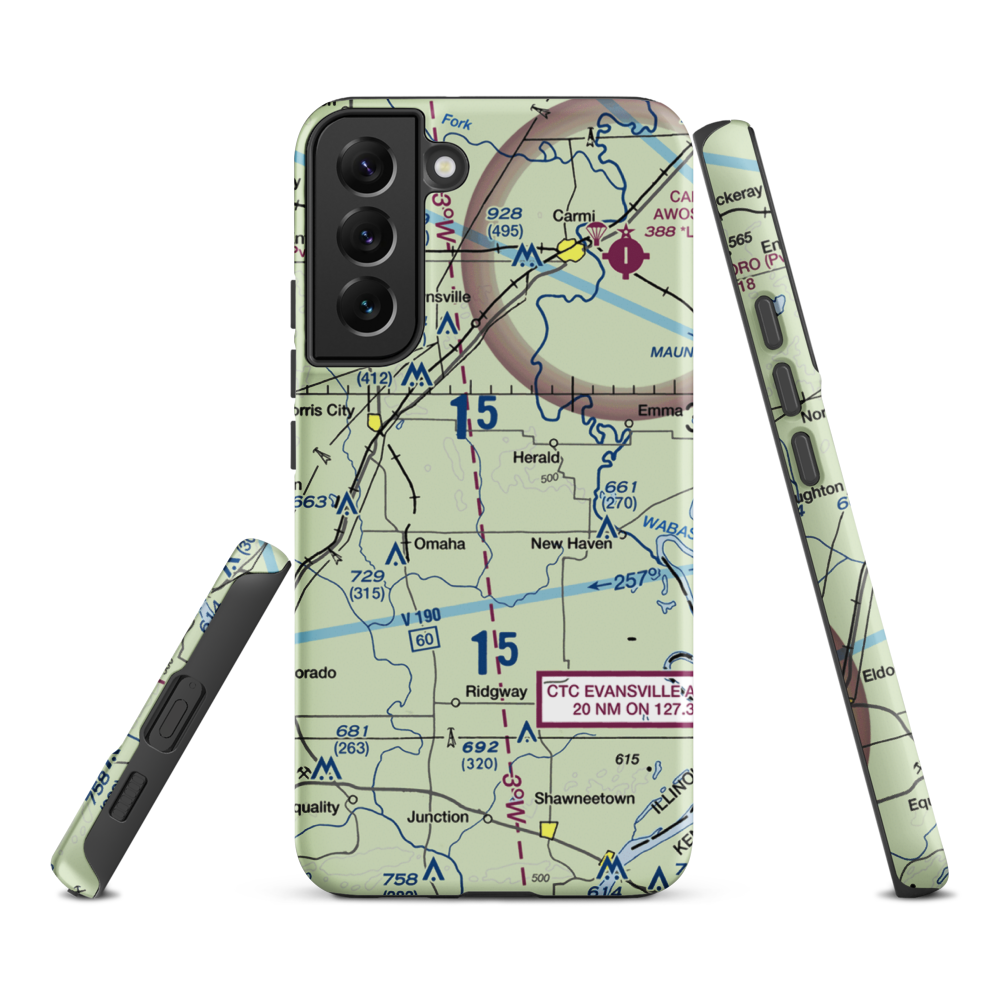 Sutton Airport (2IL5) VFR Sectional Samsung Phone Case Samsung Galaxy S22 Plus model shown